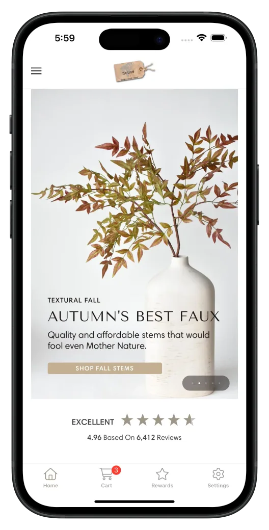 House Floral's app, with its autumn collection of faux florals