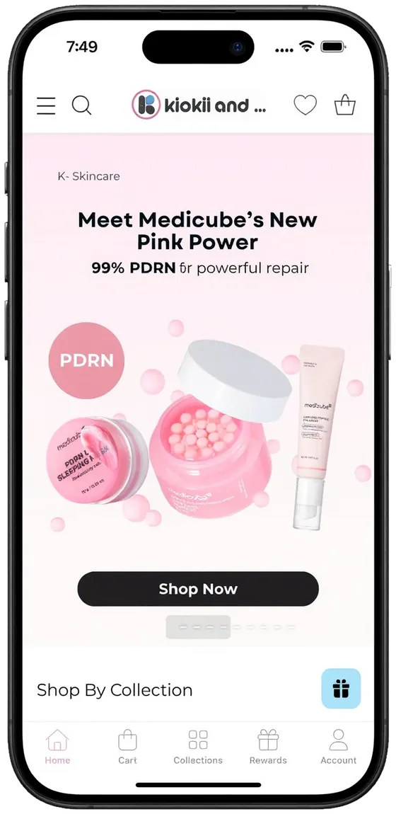 Kiokii's app, with a K-beauty skincare launch and its collections