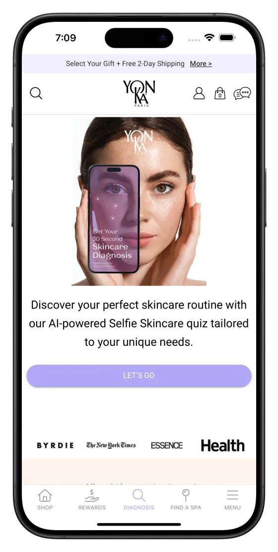 Yon-Ka Paris's app, with its AI selfie skincare quiz